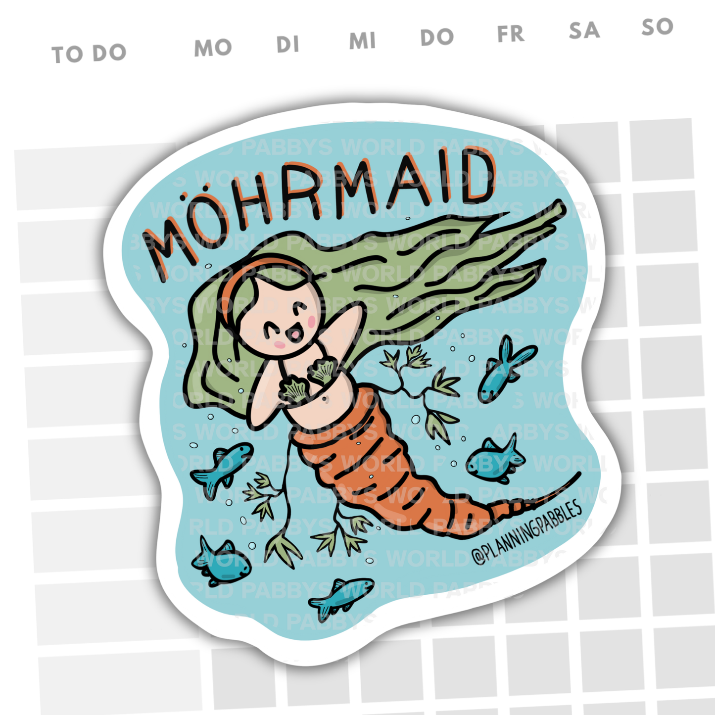 MEERJUNGFRAU STICKER HANDGEZEICHNET als MÖHRMAID im Mermay
