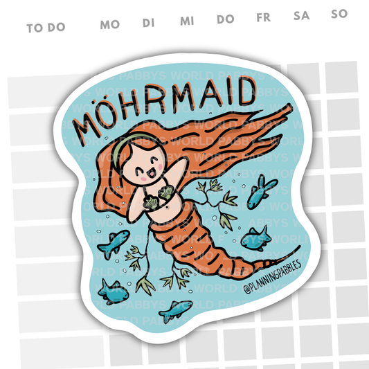 MEERJUNGFRAU STICKER HANDGEZEICHNET als MÖHRMAID im Mermay