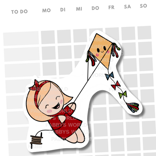 Die Cut Sticker: Pabby beim Drachensteigen