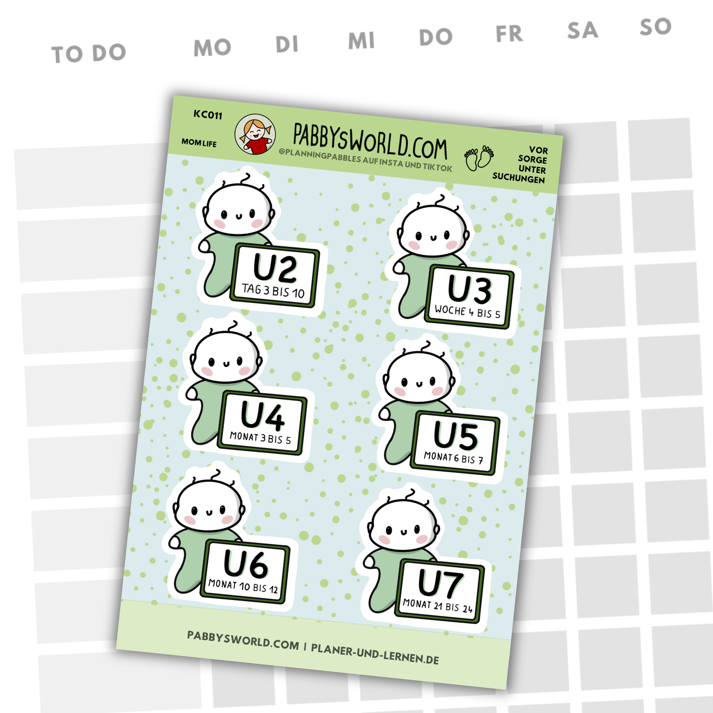 VORSORGEUNTERSUCHUNGEN KINDER Deutschland | verschiedene Farben | MOMLIFE | Baby | Journal Sticker | Aufkleberbogen | Stickersheet | Journaling Planer Kalender