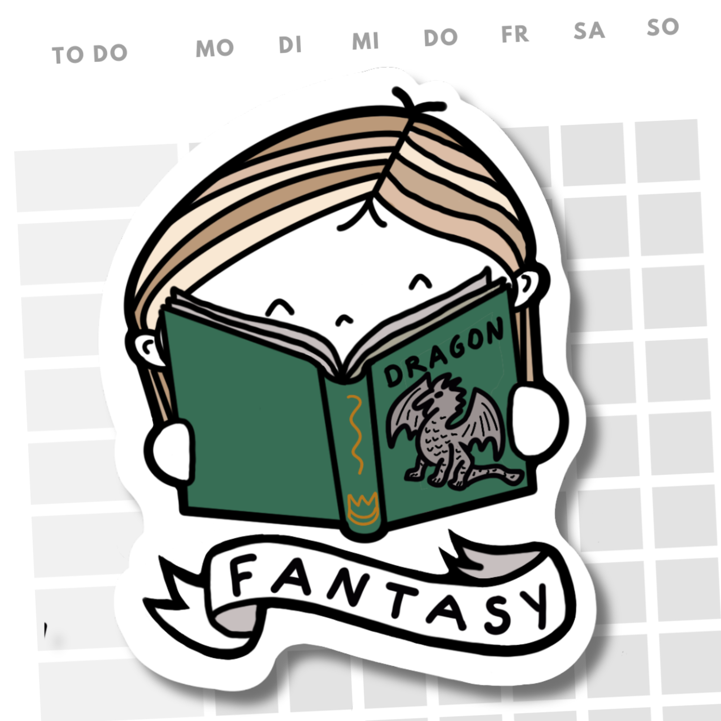READING FANTASY | STICKER HANDGEZEICHNET | Die Cut | Planer Deko
