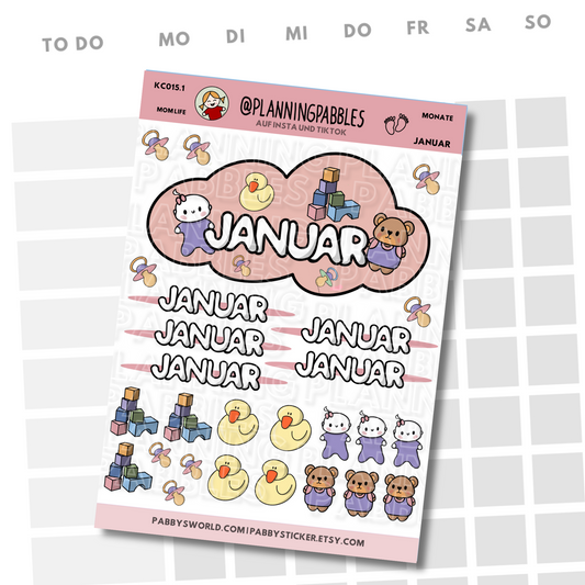 Monate Planer Sticker Baby Mädchen rosa pink