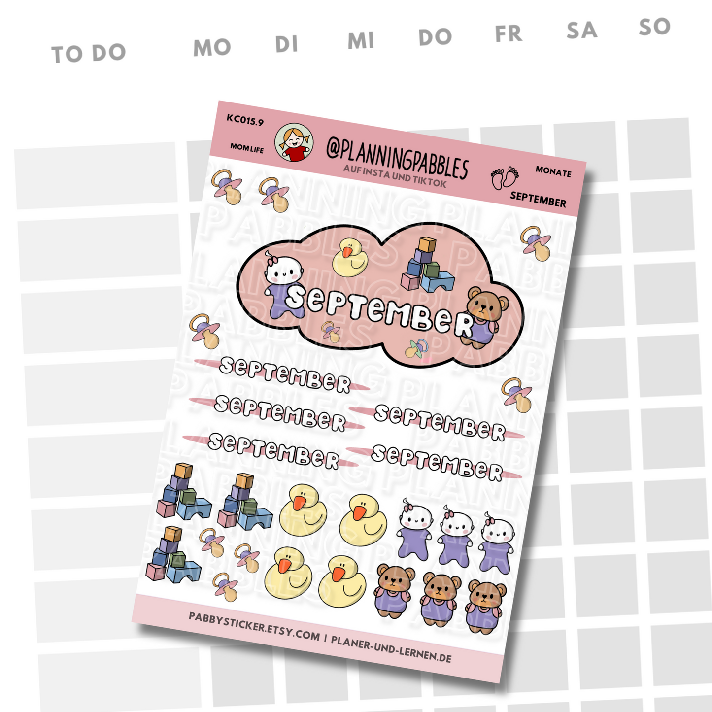 Monate Planer Sticker Baby Mädchen rosa pink