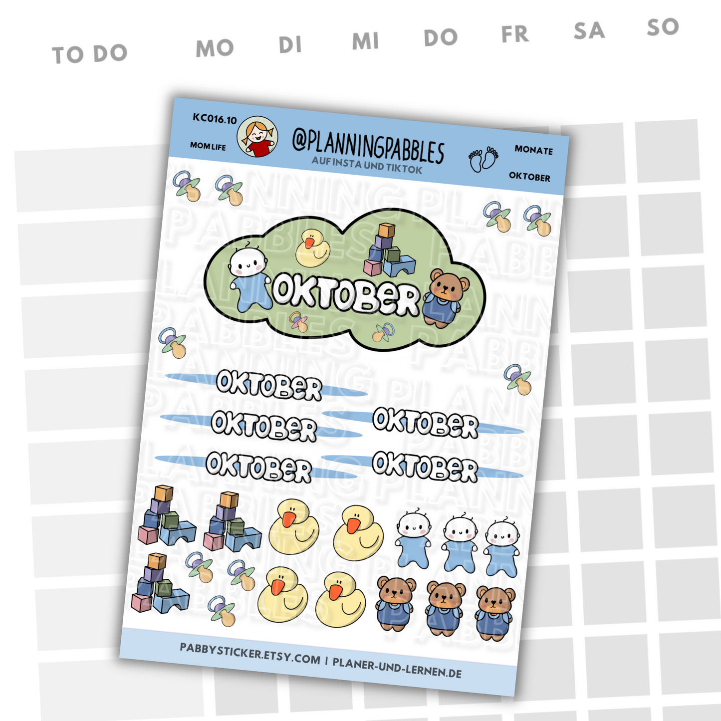 Monate Planer Sticker Baby Junge blau