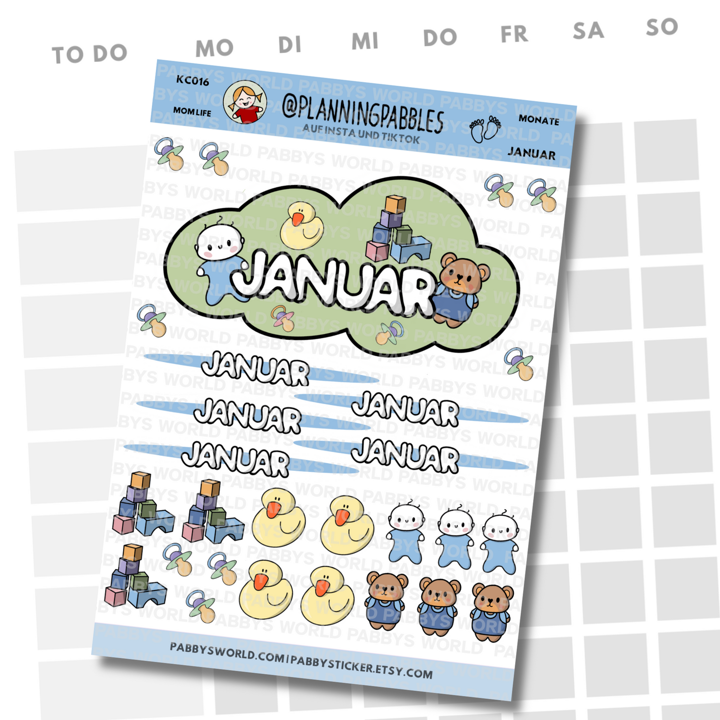 Monate Planer Sticker Baby Junge blau
