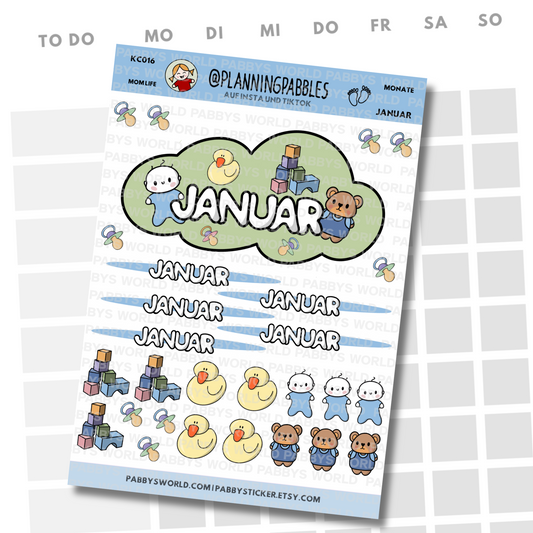 Monate Planer Sticker Baby Junge blau