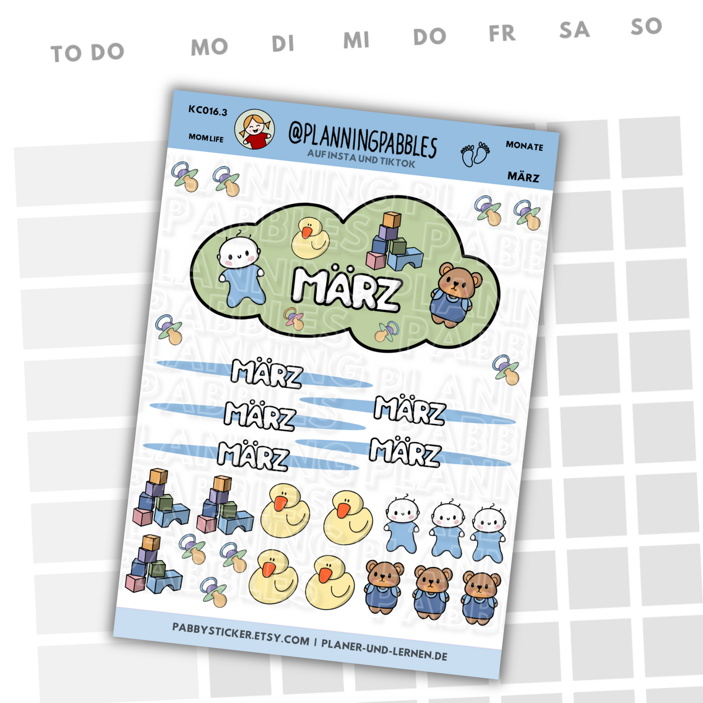 Monate Planer Sticker Baby Junge blau