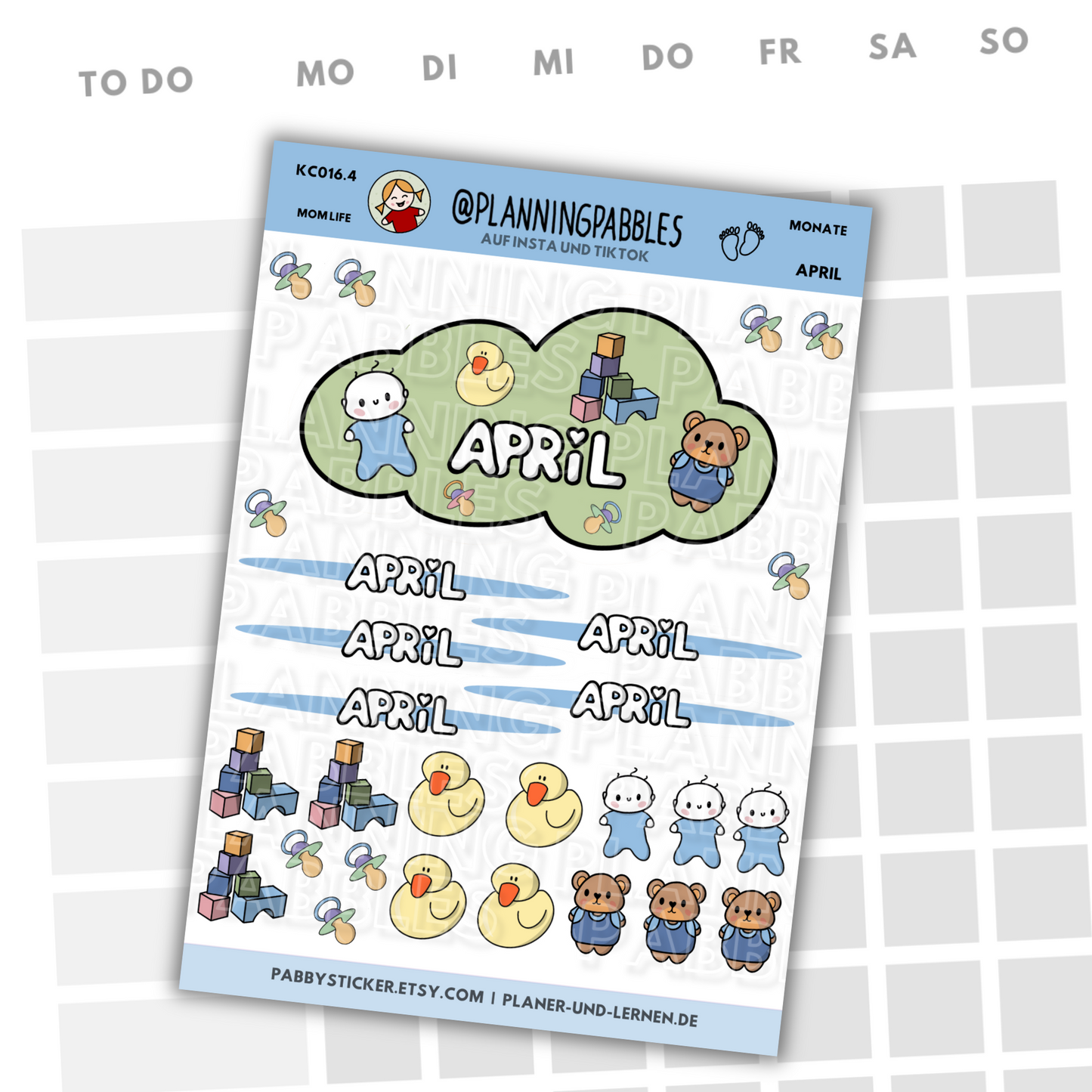 Monate Planer Sticker Baby Junge blau