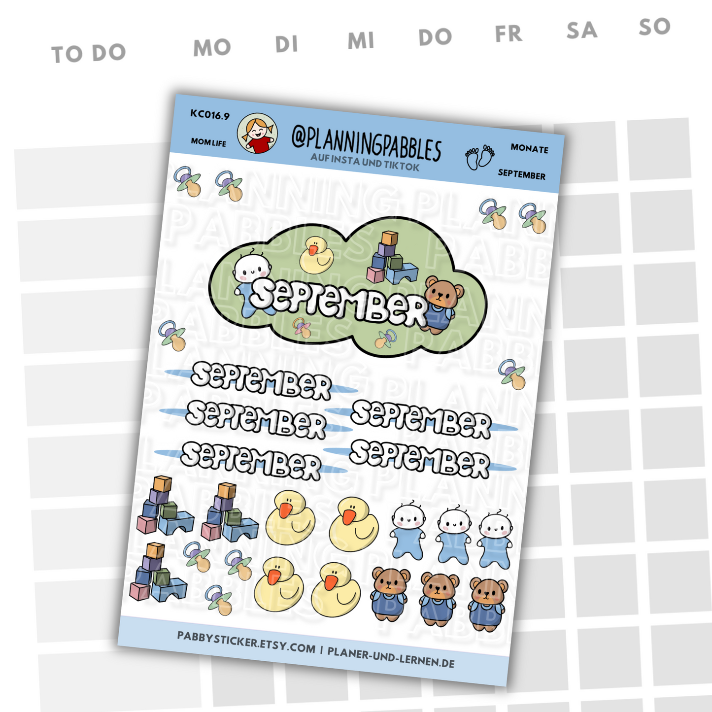 Monate Planer Sticker Baby Junge blau