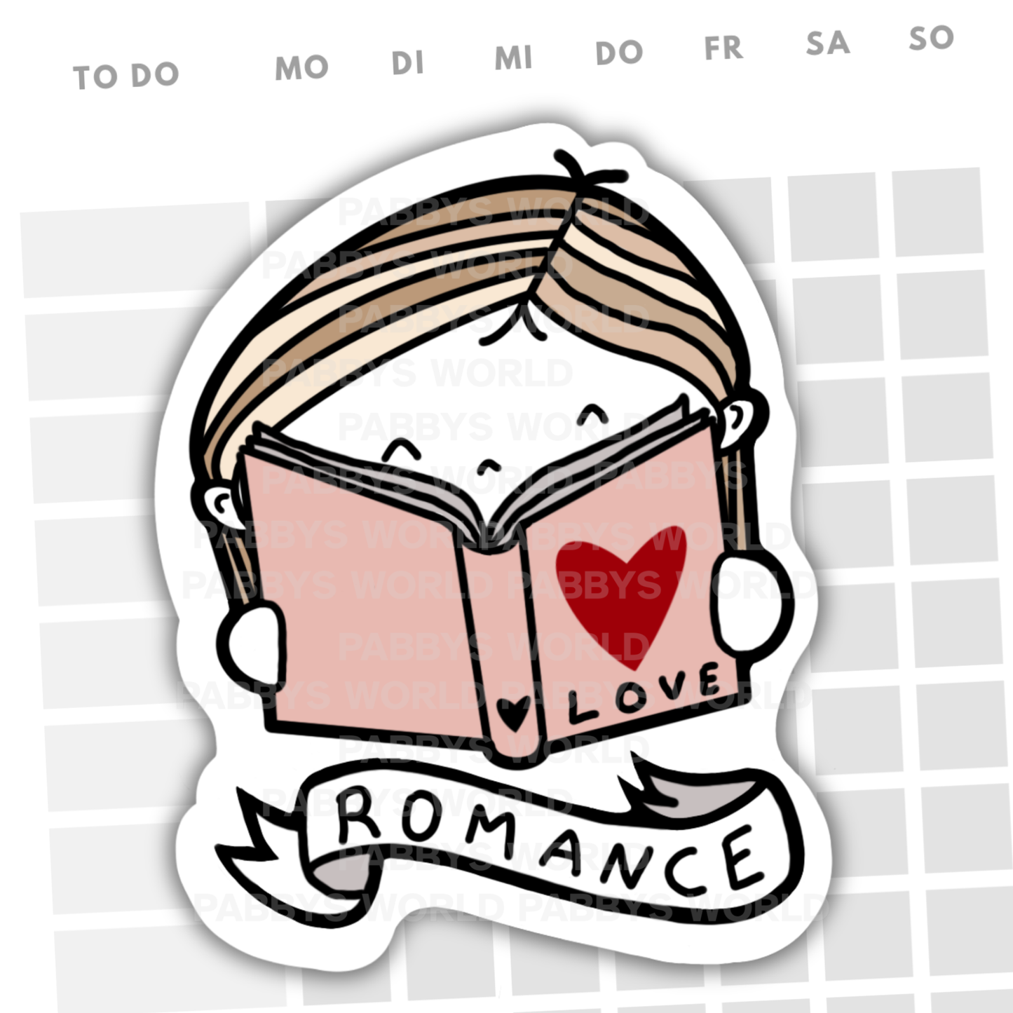 READING ROMANCE | STICKER HANDGEZEICHNET Die Cut | Planer Deko