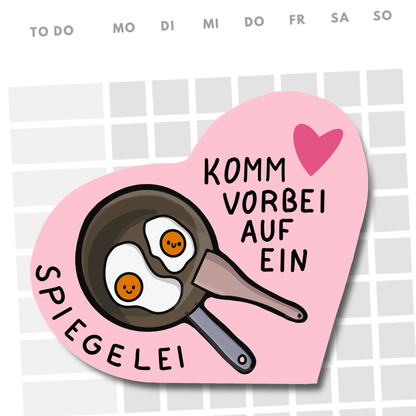 SPIEGELEI | GLITZER-AUFKLEBER | weiß & rosa | Sticker für Laptop Journal | Food Lover | Frühstück | Funny Breakfast