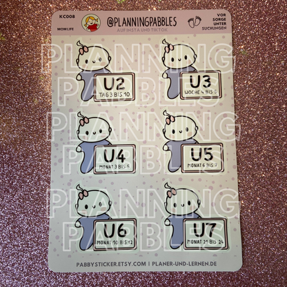 VORSORGEUNTERSUCHUNGEN KINDER Deutschland | verschiedene Farben | MOMLIFE | Baby | Journal Sticker | Aufkleberbogen | Stickersheet | Journaling Planer Kalender
