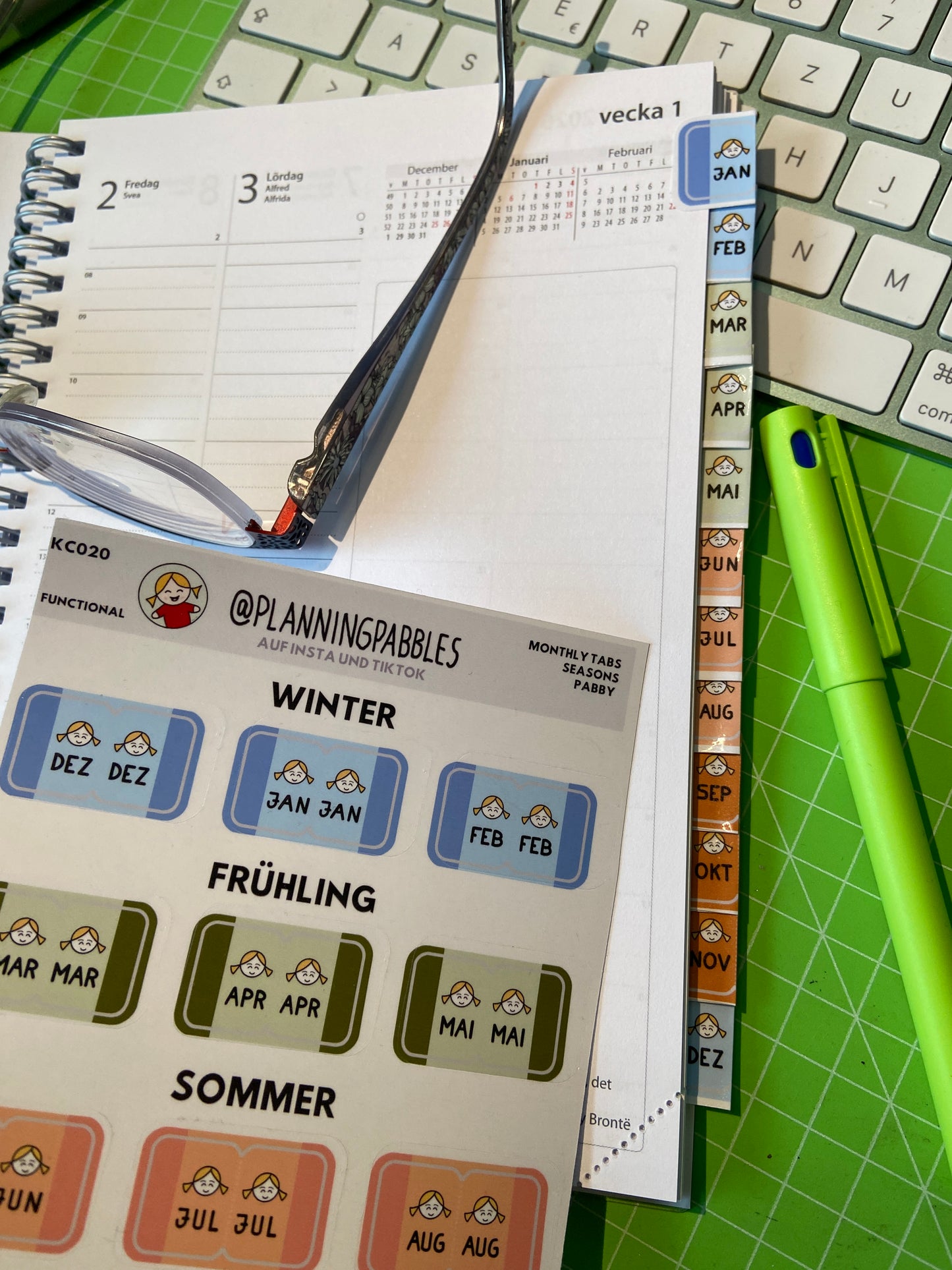 Monthly Tabs | Planer Labels für Hobonichi, Journals und Notebooks | Jahreszeiten