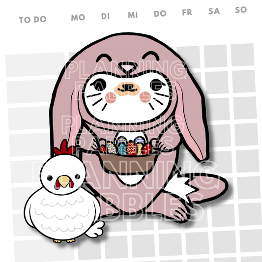 OSTERN! Handgemachter Glitzersticker OTTERHASE mit HUHN |  für Journaling & Scrapbooking | Osterhase ca. 7 x 6 cm Freiform