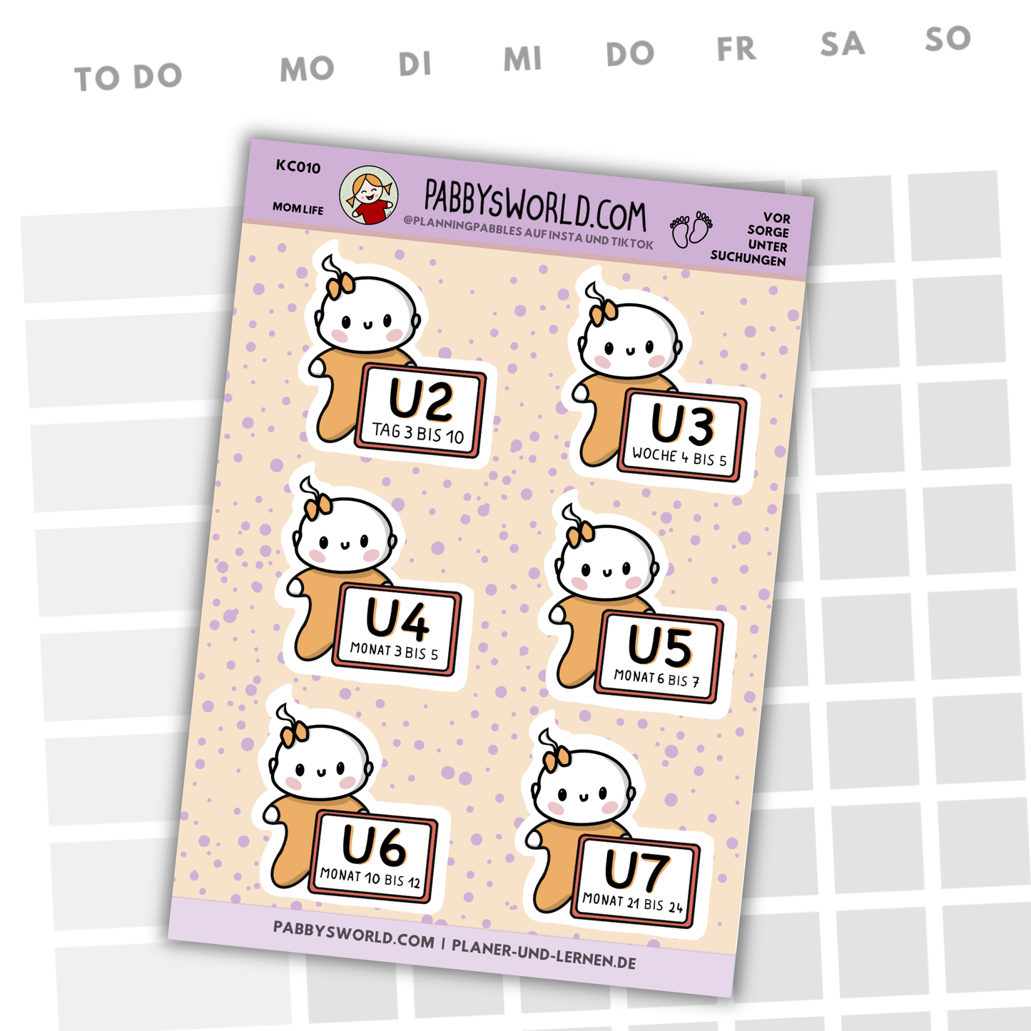 VORSORGEUNTERSUCHUNGEN KINDER Deutschland | verschiedene Farben | MOMLIFE | Baby | Journal Sticker | Aufkleberbogen | Stickersheet | Journaling Planer Kalender