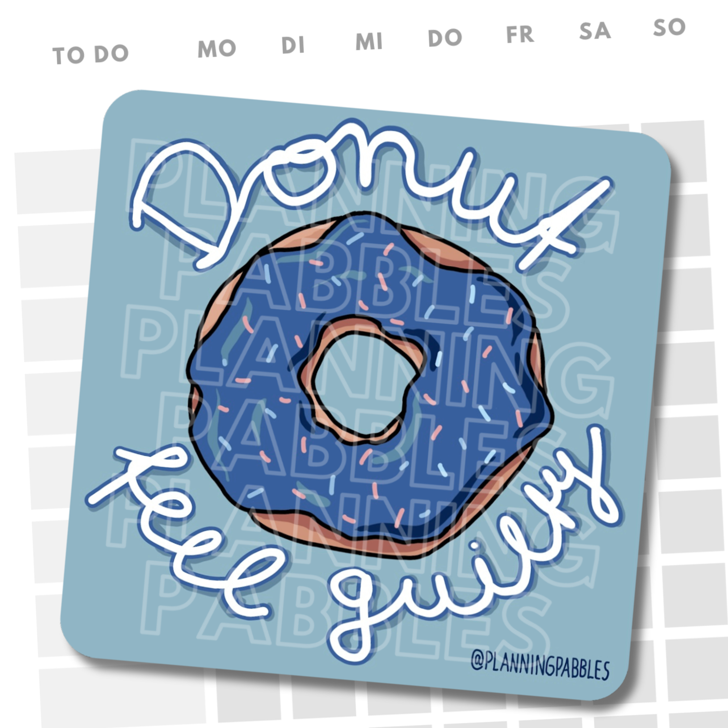 Vinylsticker  DONUT mit GLITZERFOLIE | 5,3 x 5,3 cm mit abgerundeten Ecken | Donut feel guilty