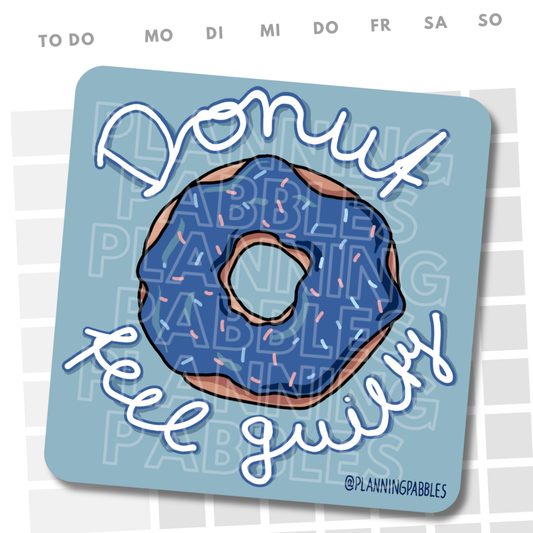 Vinylsticker  DONUT mit GLITZERFOLIE | 5,3 x 5,3 cm mit abgerundeten Ecken | Donut feel guilty