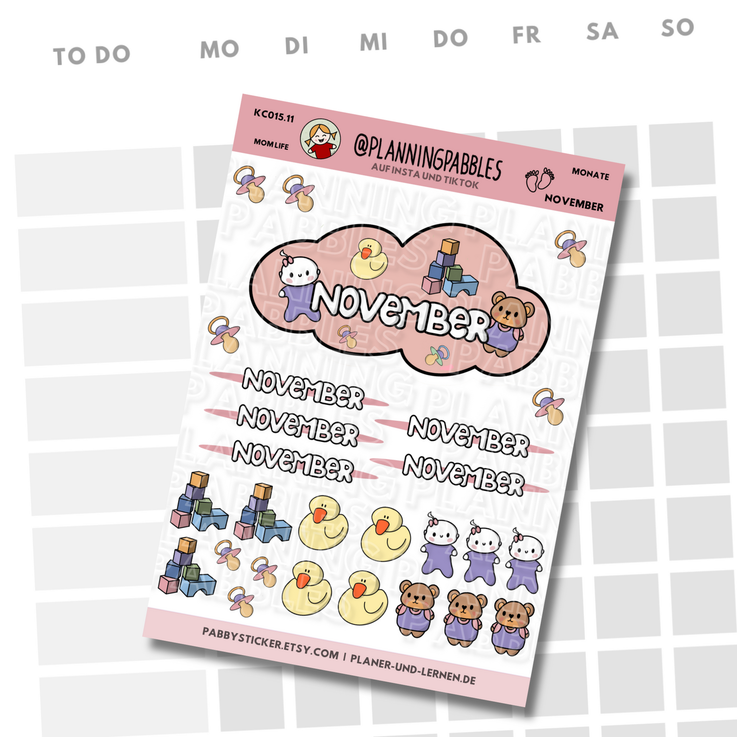 Monate Planer Sticker Baby Mädchen rosa pink