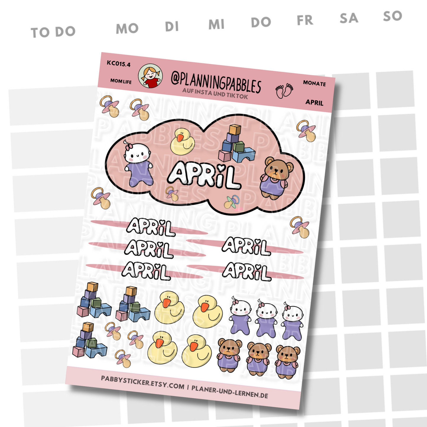 Monate Planer Sticker Baby Mädchen rosa pink