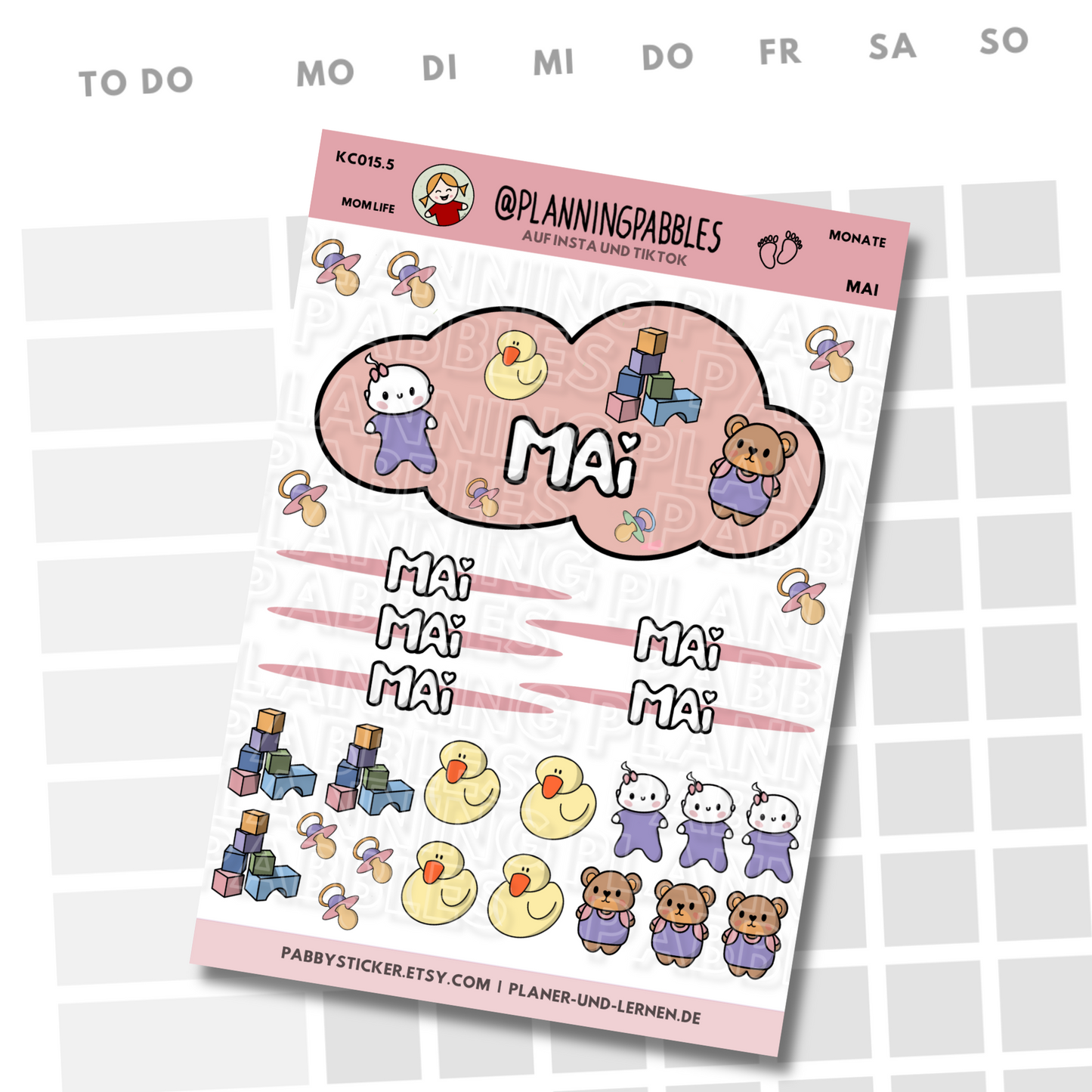 Monate Planer Sticker Baby Mädchen rosa pink