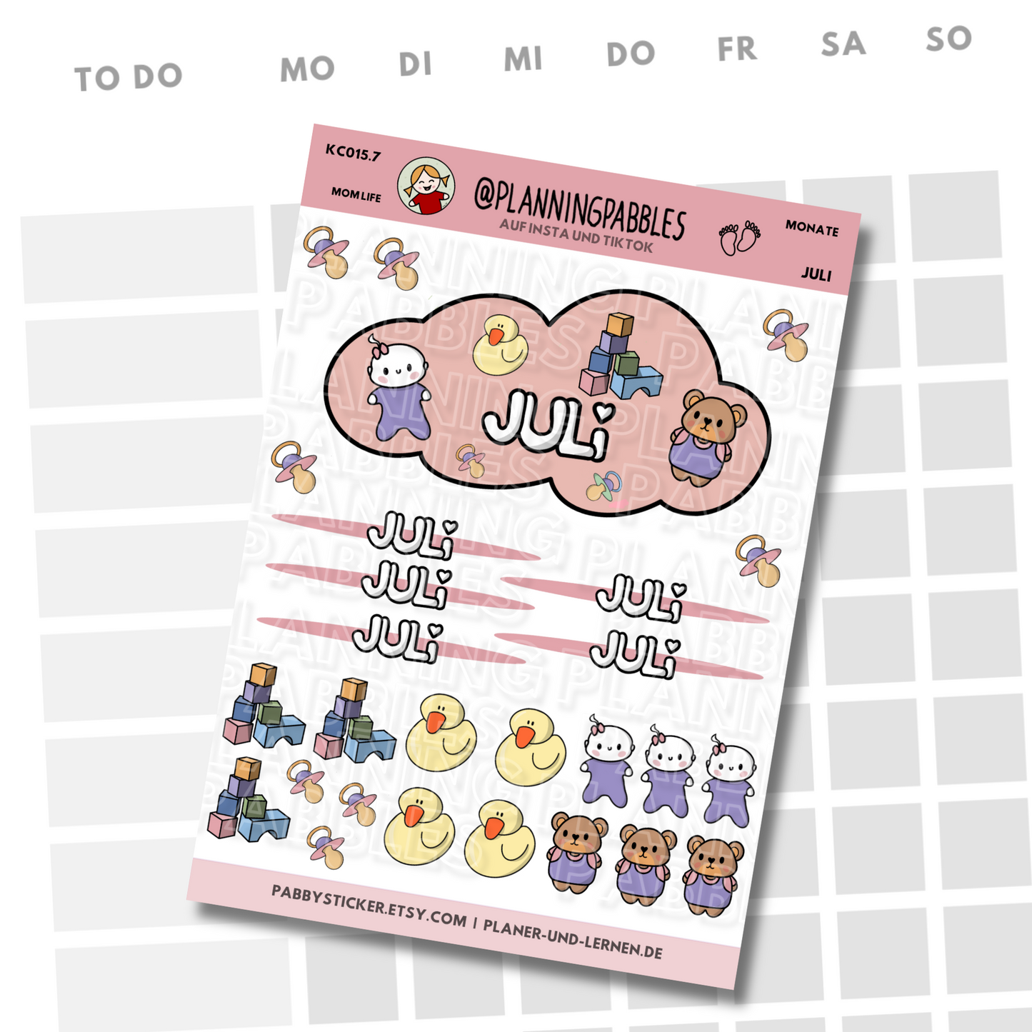 Monate Planer Sticker Baby Mädchen rosa pink