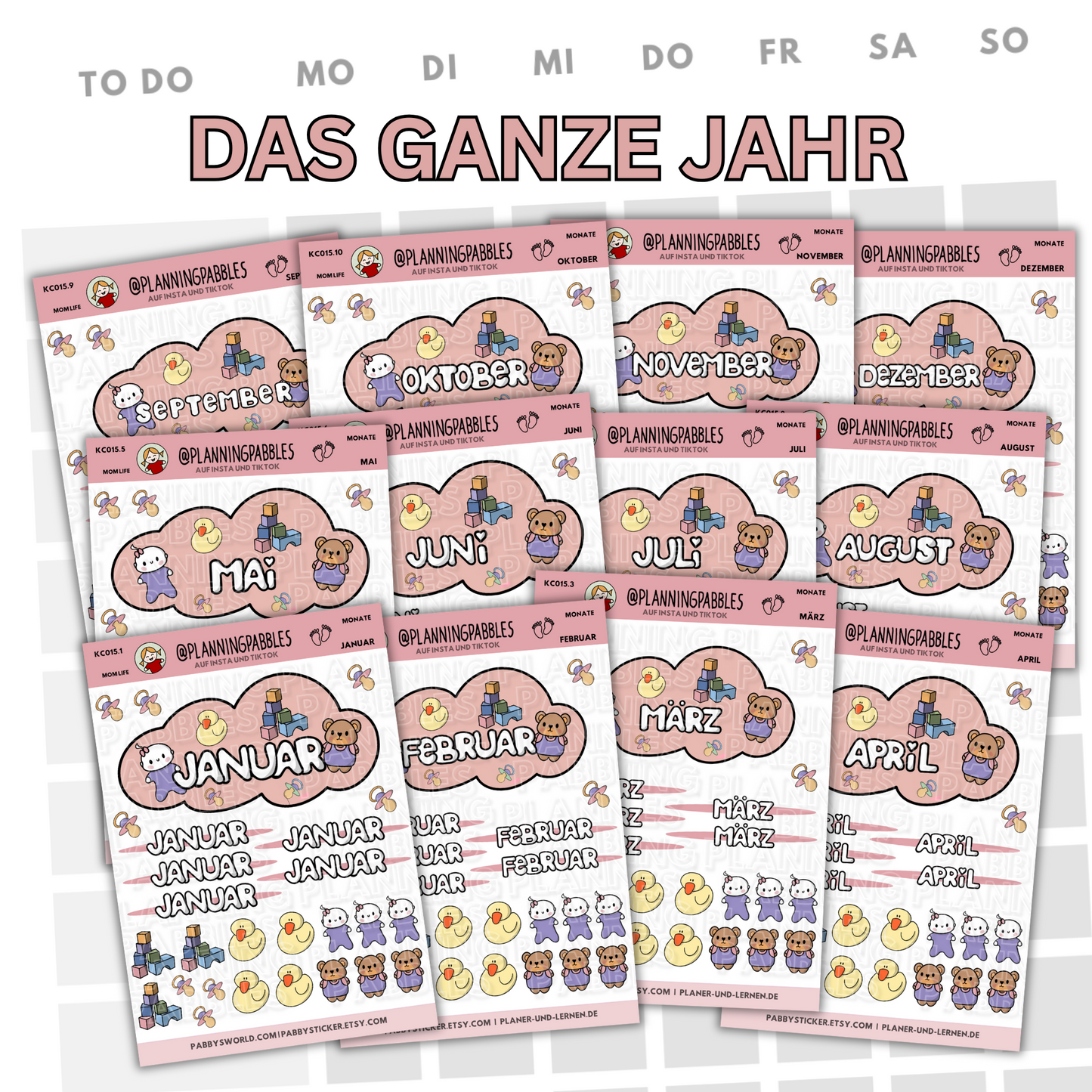 Monate Planer Sticker Baby Mädchen rosa pink