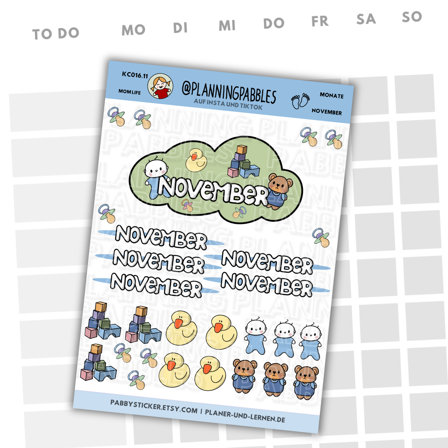 Monate Planer Sticker Baby Junge blau