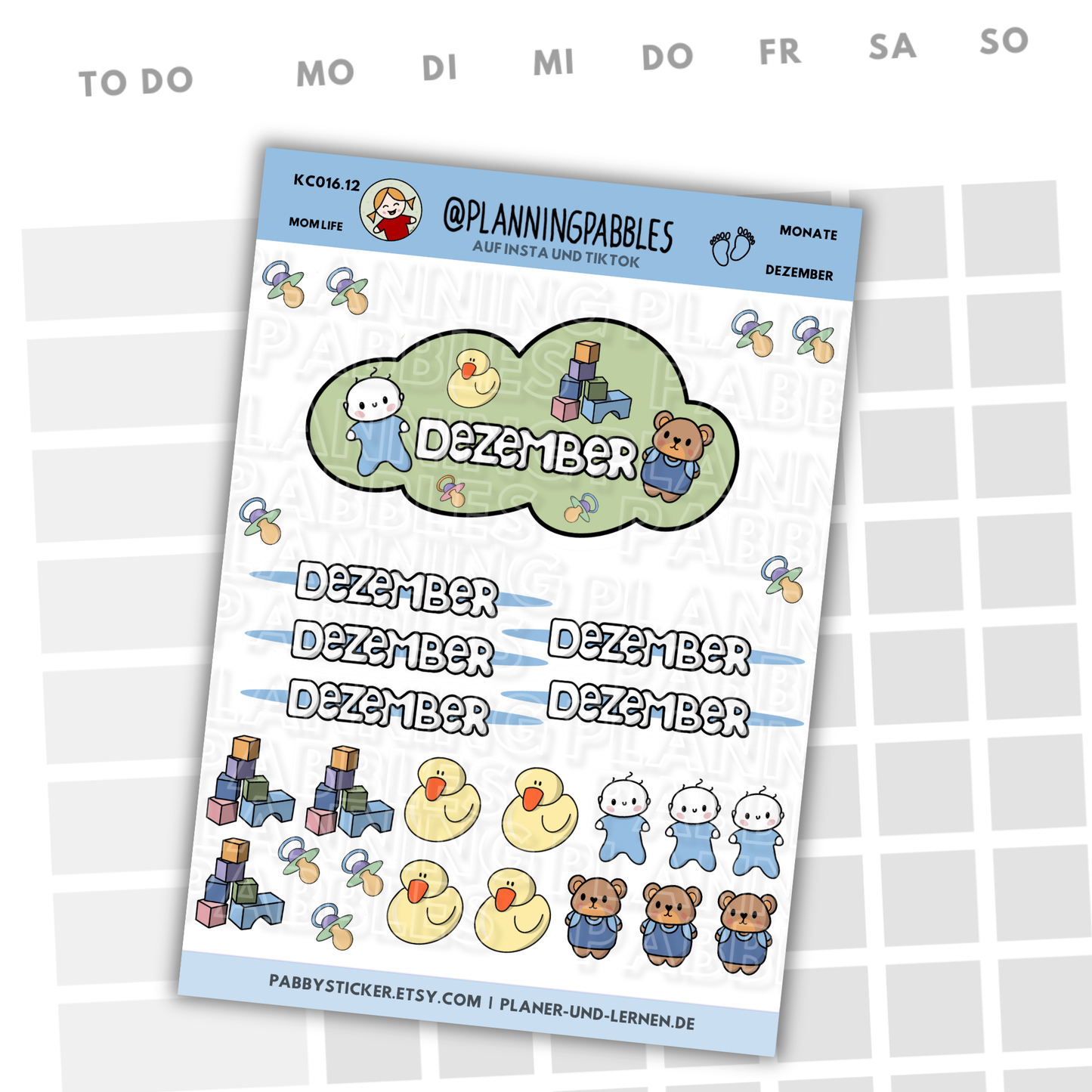 Monate Planer Sticker Baby Junge blau