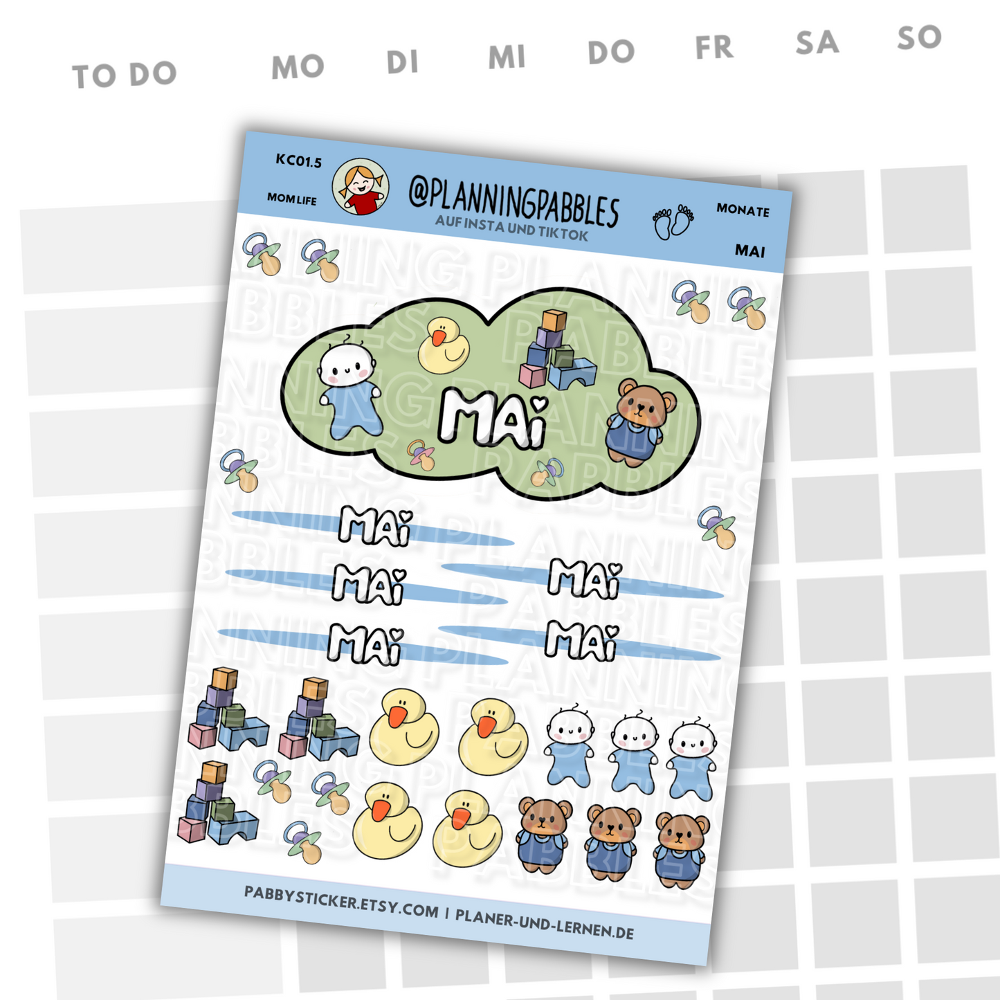 Monate Planer Sticker Baby Junge blau