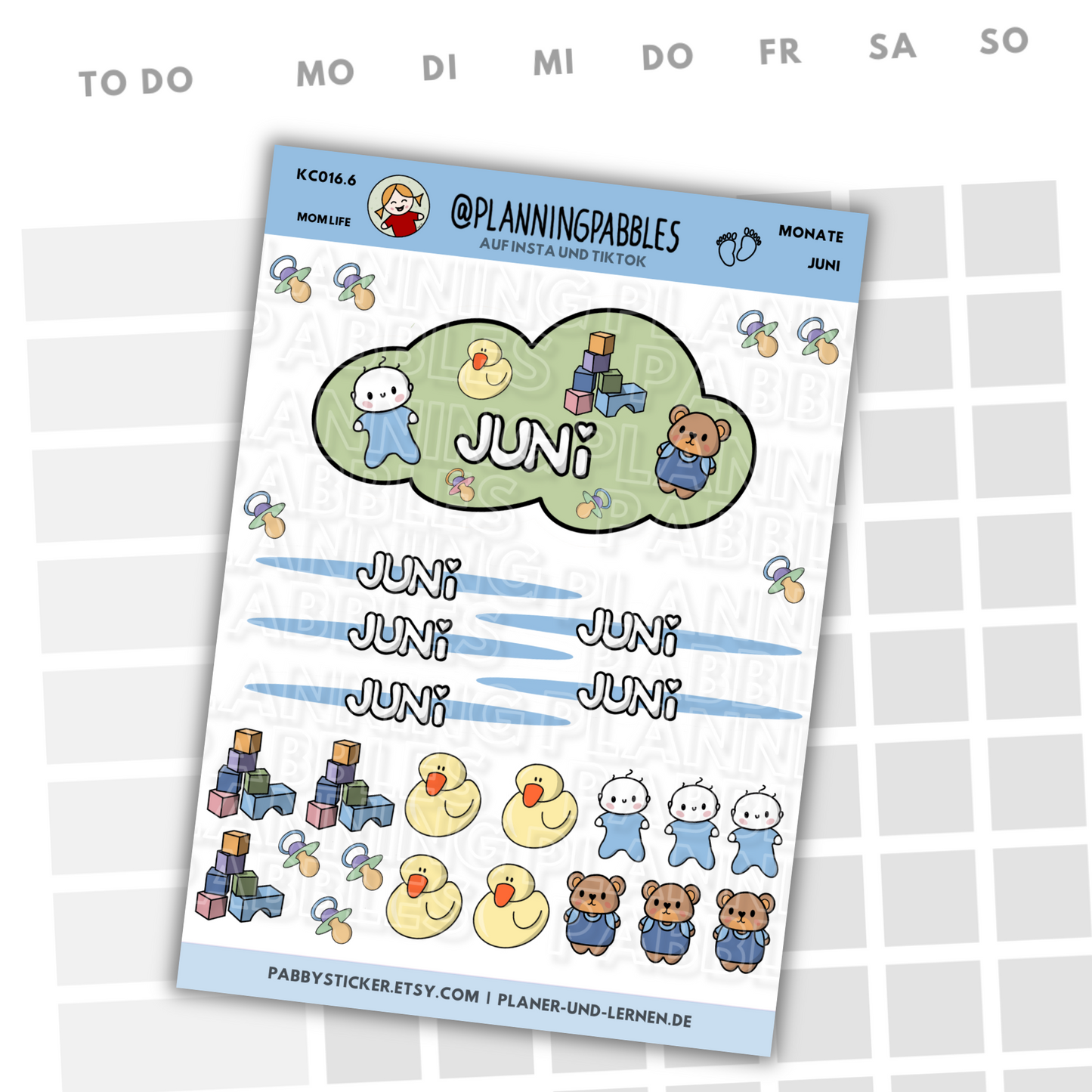 Monate Planer Sticker Baby Junge blau
