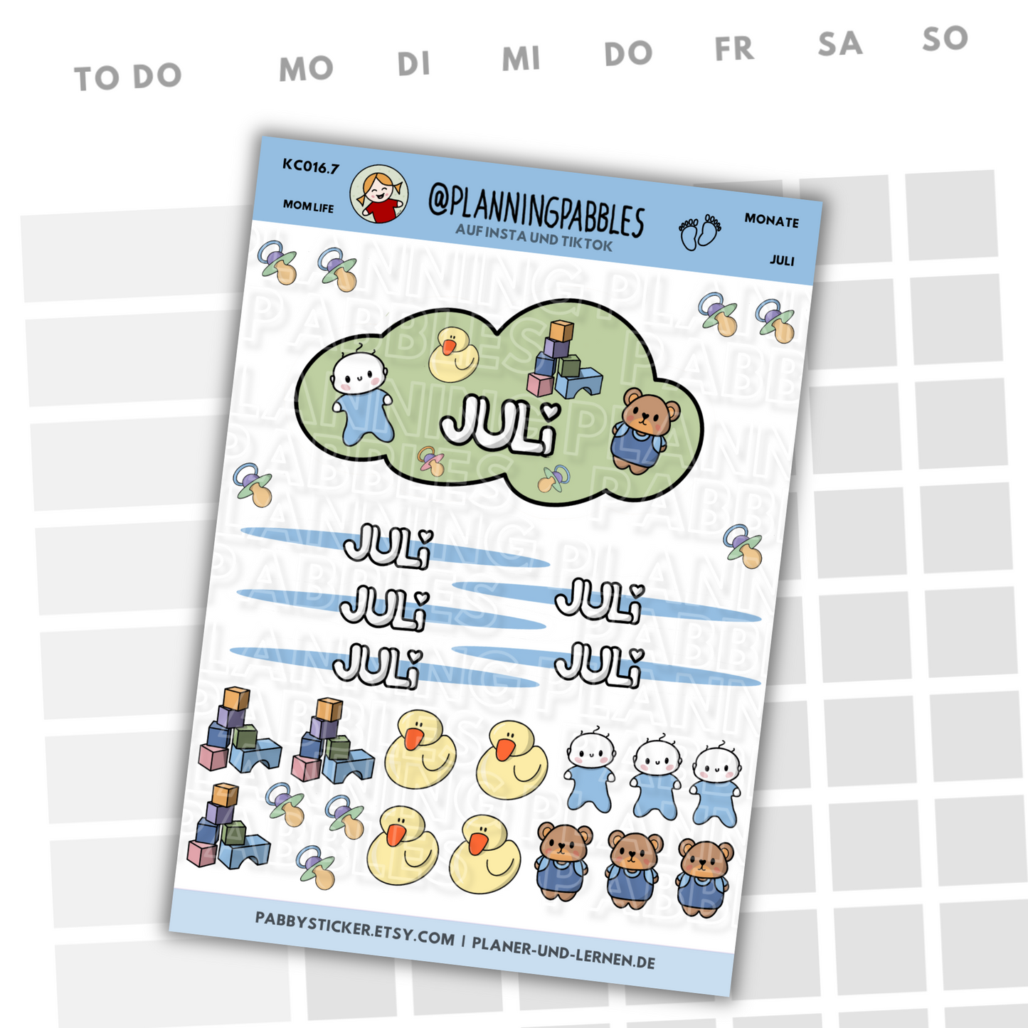 Monate Planer Sticker Baby Junge blau