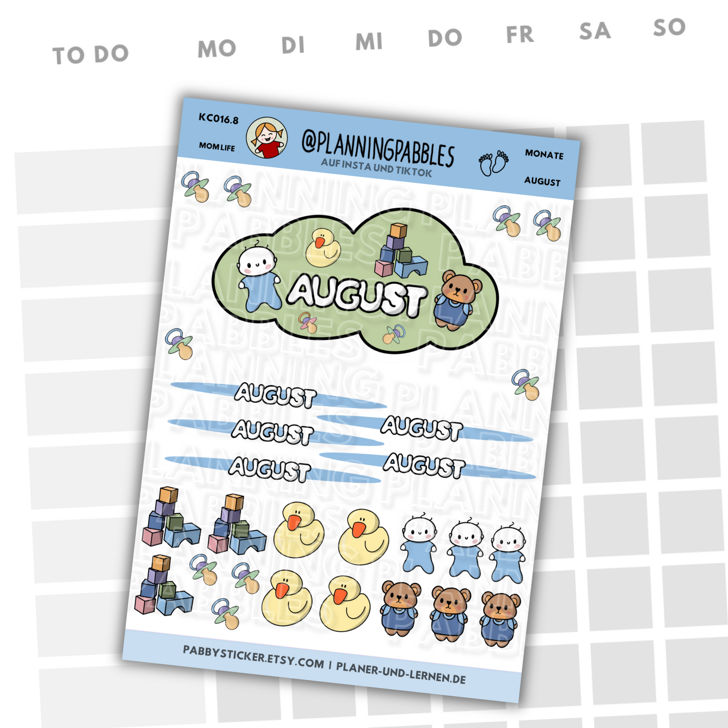 Monate Planer Sticker Baby Junge blau