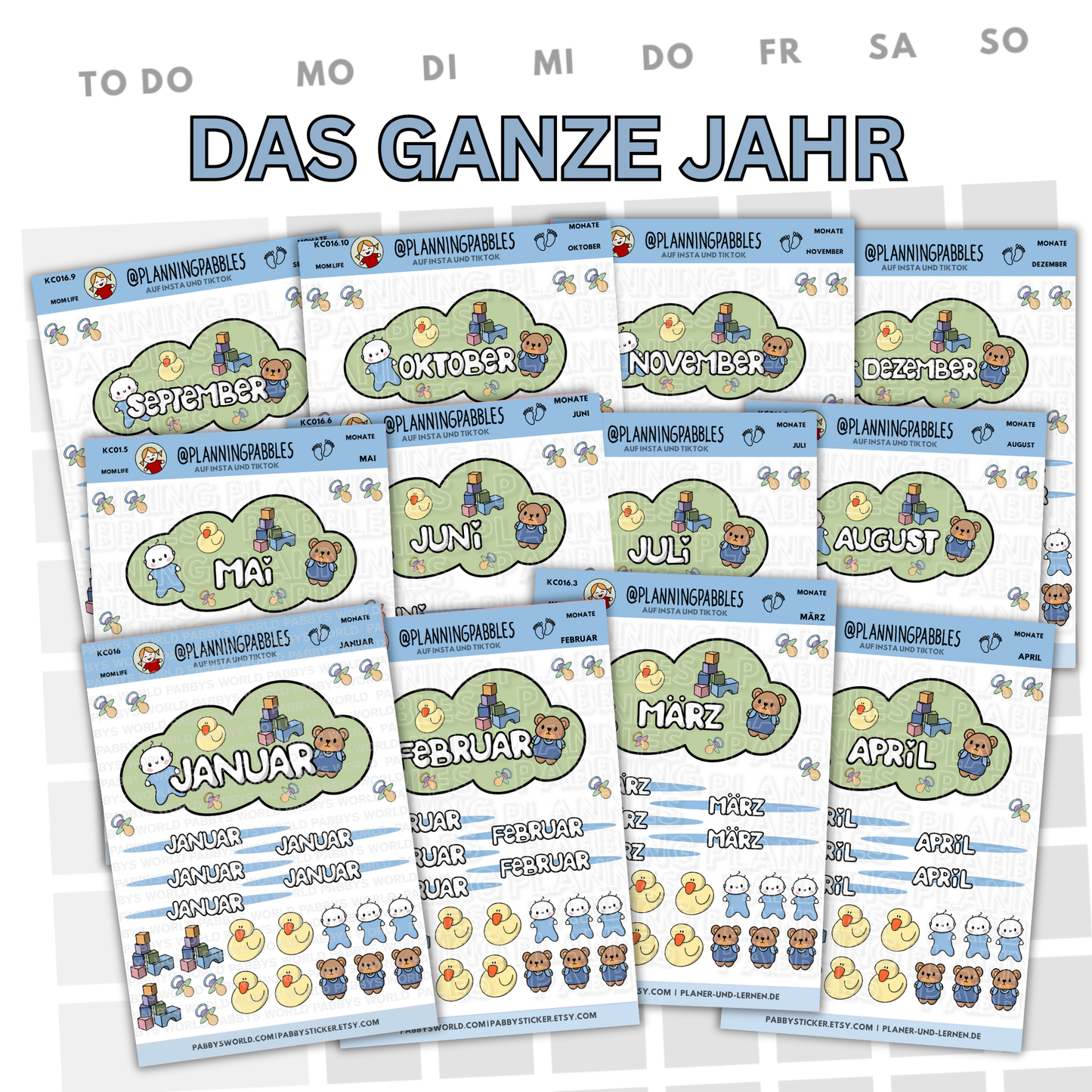 Monate Planer Sticker Baby Junge blau