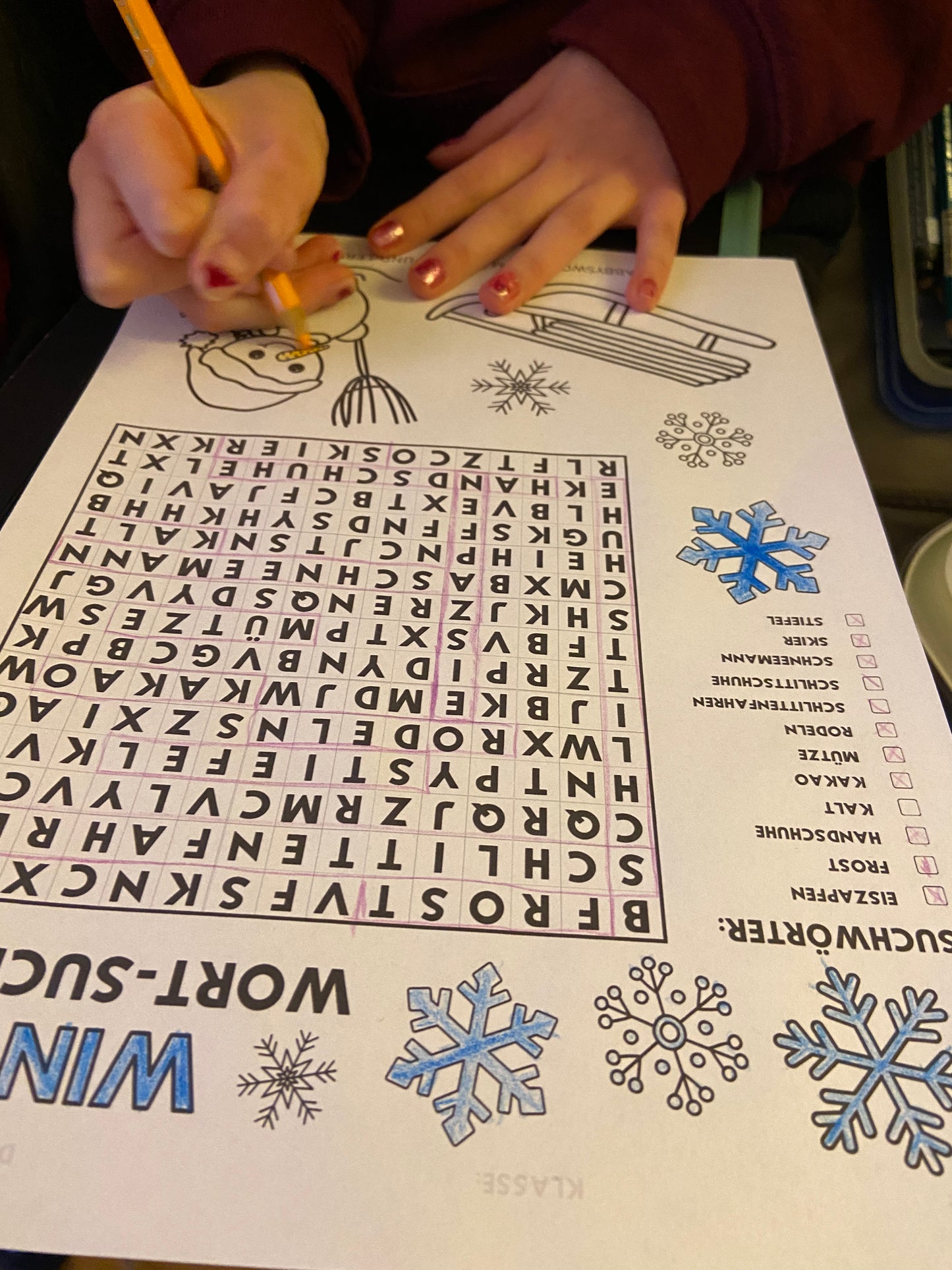 SUCHSEL zum Ausdrucken für den WINTER | WORT-RÄTSEL | BUCHSTABENGITTER | Grundschule | für Lehrer oder Homeschooling
