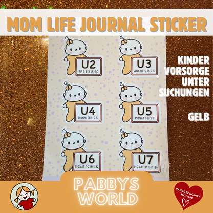 VORSORGEUNTERSUCHUNGEN KINDER Deutschland | verschiedene Farben | MOMLIFE | Baby | Journal Sticker | Aufkleberbogen | Stickersheet | Journaling Planer Kalender