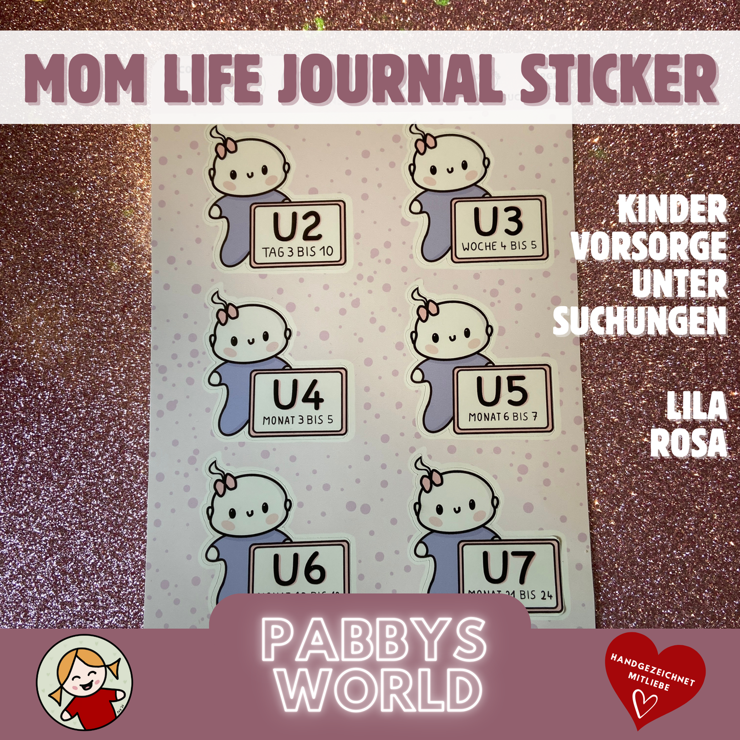 VORSORGEUNTERSUCHUNGEN KINDER Deutschland | verschiedene Farben | MOMLIFE | Baby | Journal Sticker | Aufkleberbogen | Stickersheet | Journaling Planer Kalender