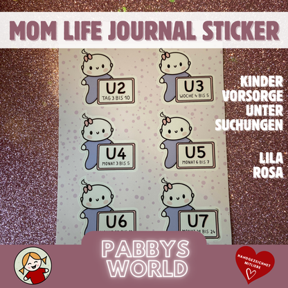 VORSORGEUNTERSUCHUNGEN KINDER Deutschland | verschiedene Farben | MOMLIFE | Baby | Journal Sticker | Aufkleberbogen | Stickersheet | Journaling Planer Kalender