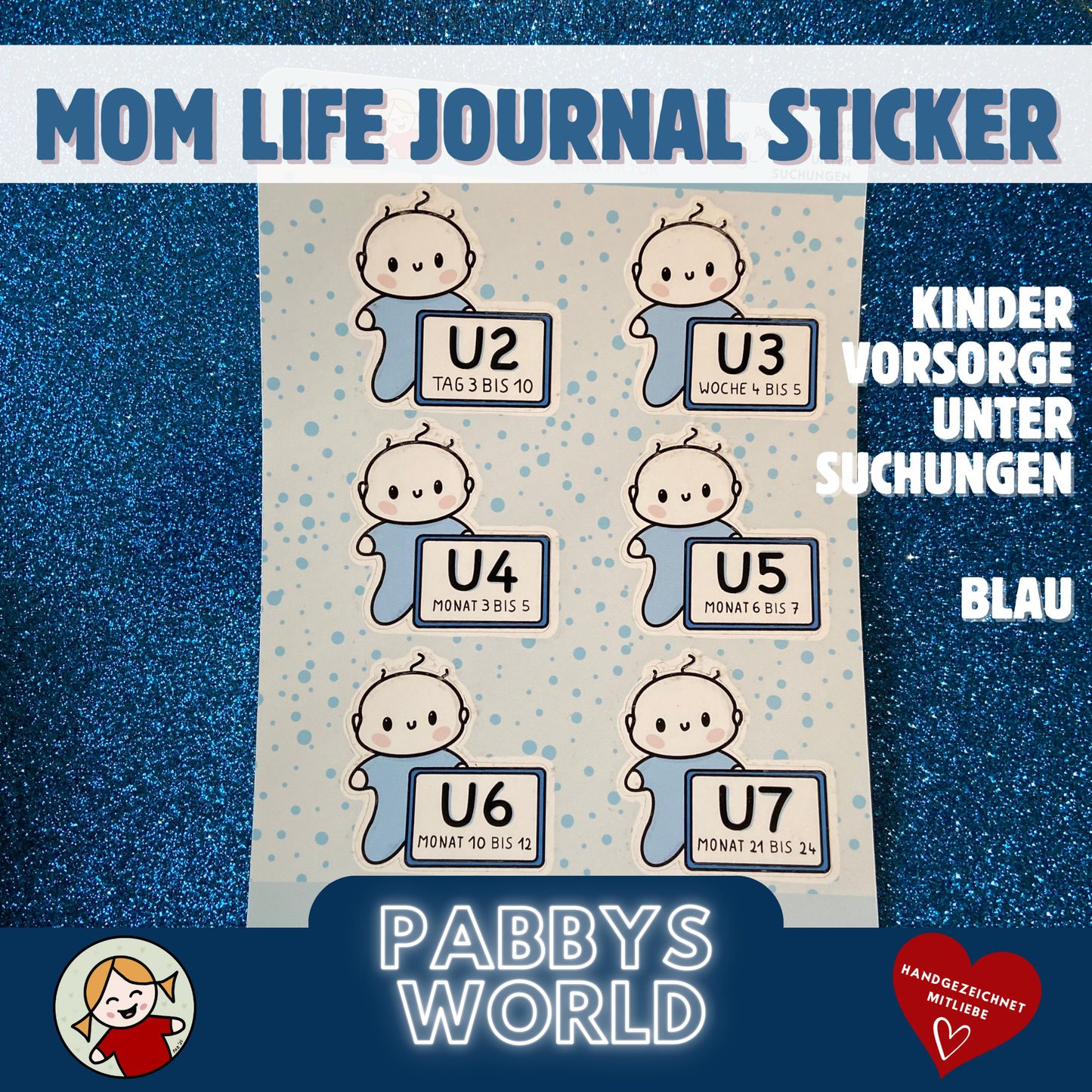 VORSORGEUNTERSUCHUNGEN KINDER Deutschland | verschiedene Farben | MOMLIFE | Baby | Journal Sticker | Aufkleberbogen | Stickersheet | Journaling Planer Kalender