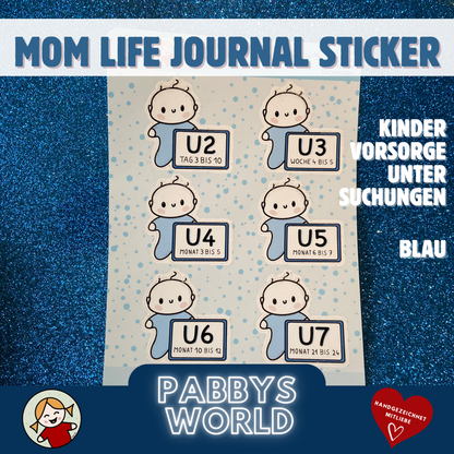 VORSORGEUNTERSUCHUNGEN KINDER Deutschland | verschiedene Farben | MOMLIFE | Baby | Journal Sticker | Aufkleberbogen | Stickersheet | Journaling Planer Kalender