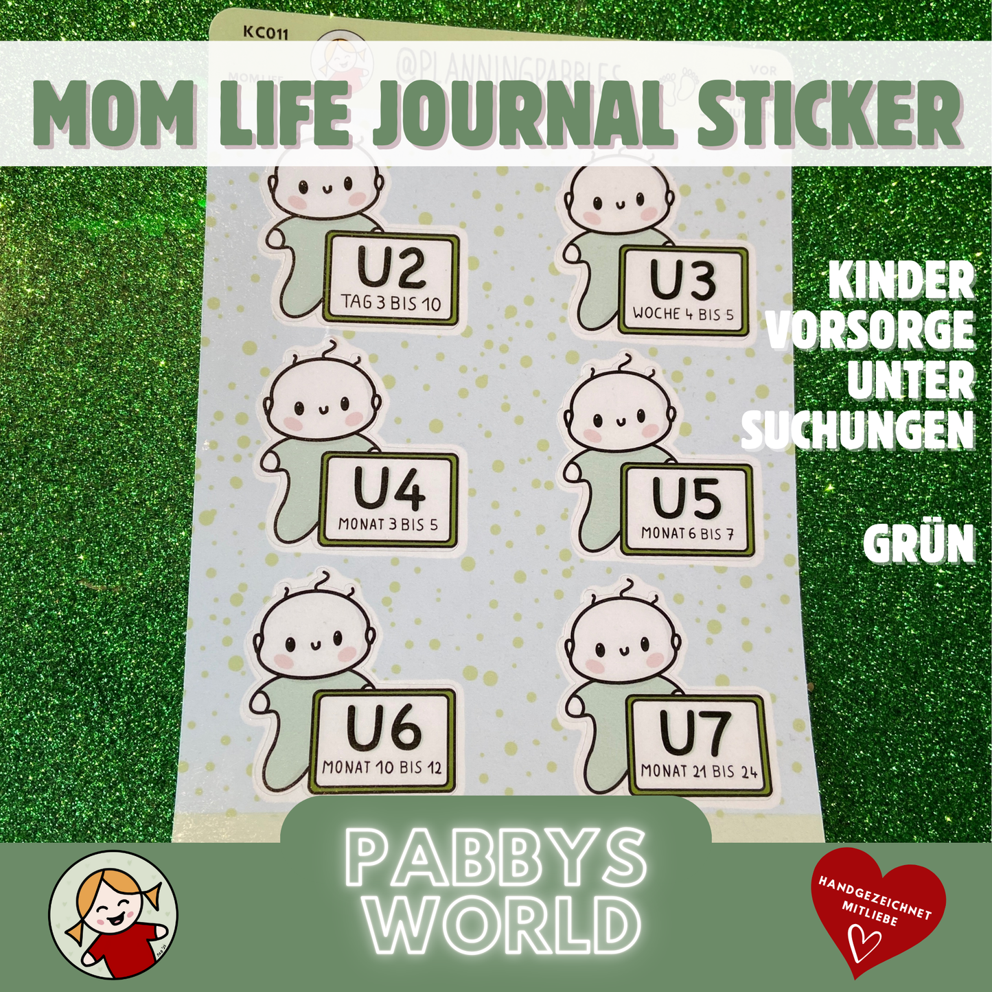 VORSORGEUNTERSUCHUNGEN KINDER Deutschland | verschiedene Farben | MOMLIFE | Baby | Journal Sticker | Aufkleberbogen | Stickersheet | Journaling Planer Kalender