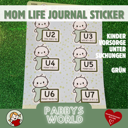 VORSORGEUNTERSUCHUNGEN KINDER Deutschland | verschiedene Farben | MOMLIFE | Baby | Journal Sticker | Aufkleberbogen | Stickersheet | Journaling Planer Kalender